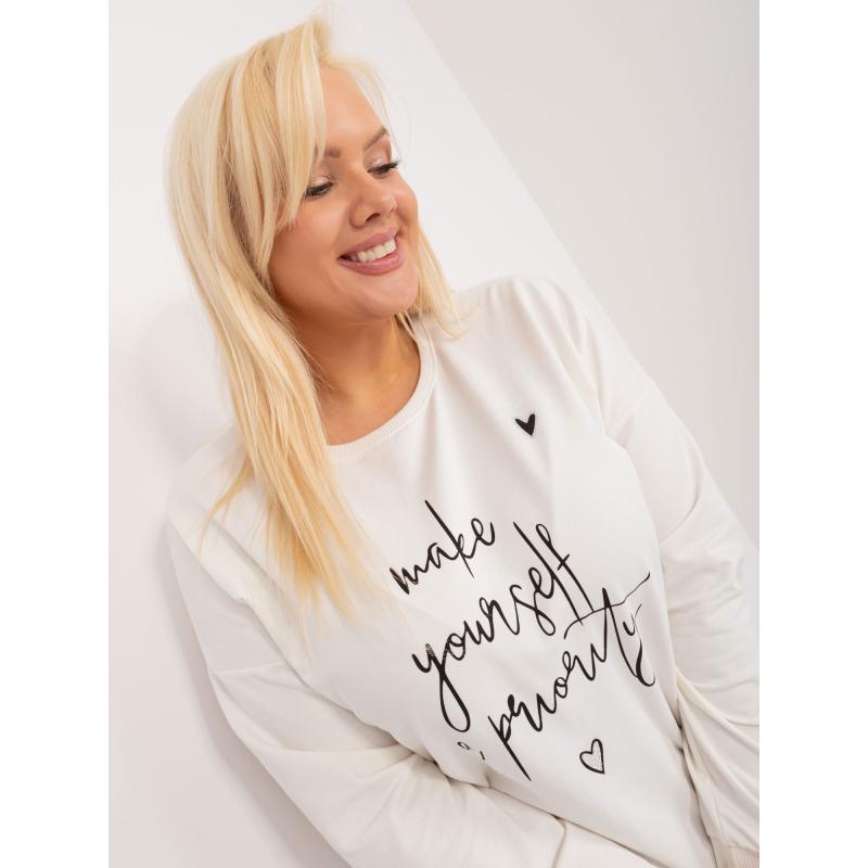 Dámská halenka plus size s dlouhým rukávem ecru