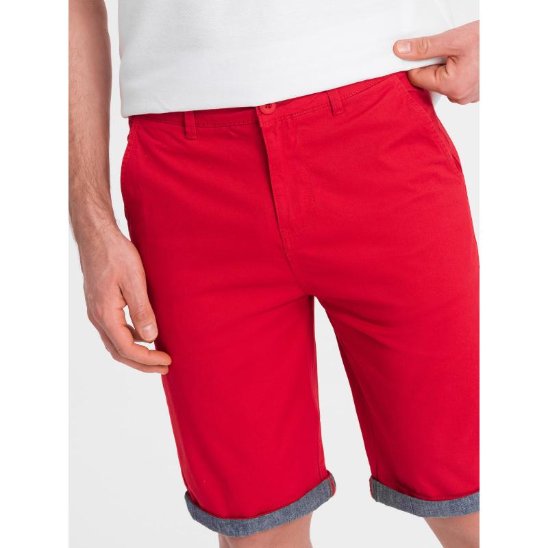 Pánske chinos šortky s džínsovým lemom červené V1 W421