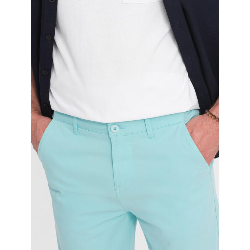 Pánské chinos šortky s džínovým lemem tyrkysové V4 W421