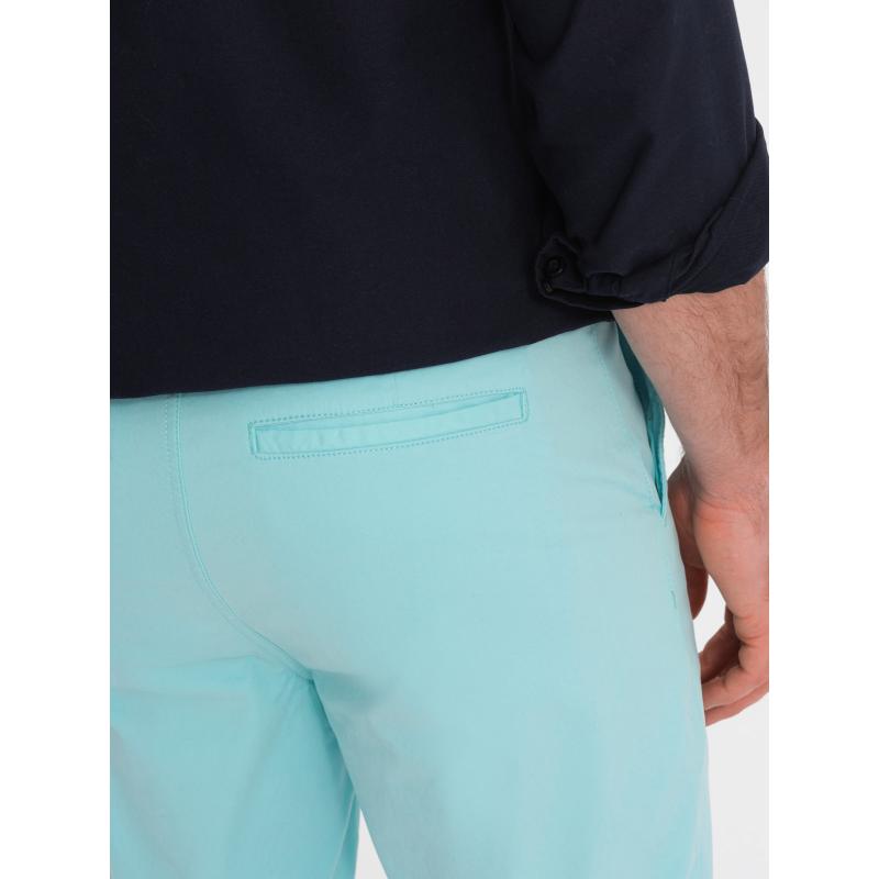 Pánské chinos šortky s džínovým lemem tyrkysové V4 W421