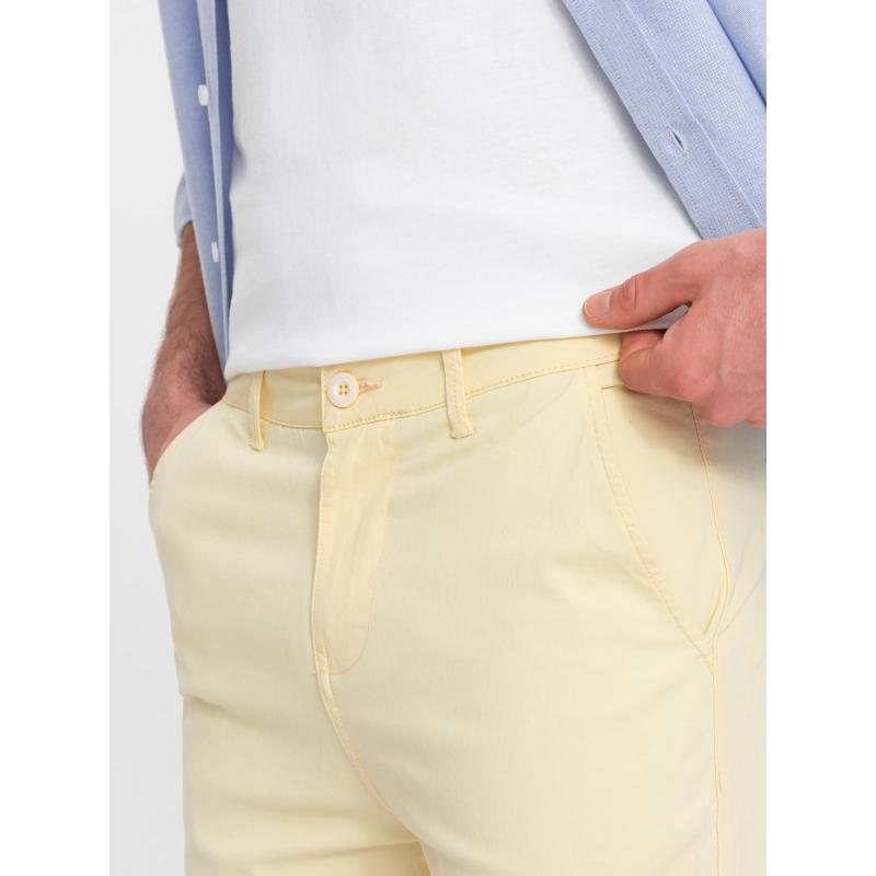 Pánské chinos šortky s džínovým lemem žluté V7 W421