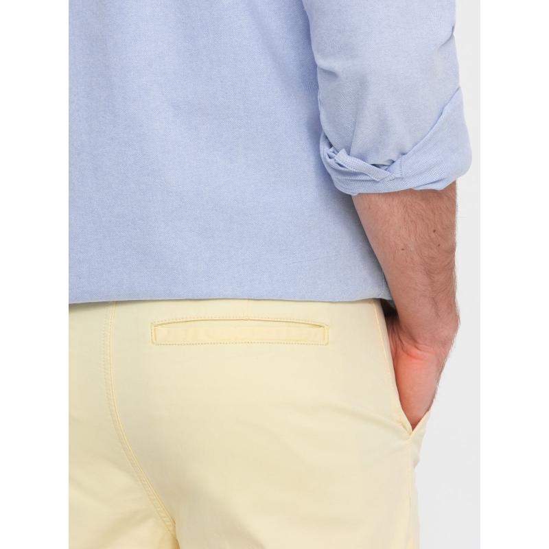 Pánské chinos šortky s džínovým lemem žluté V7 W421
