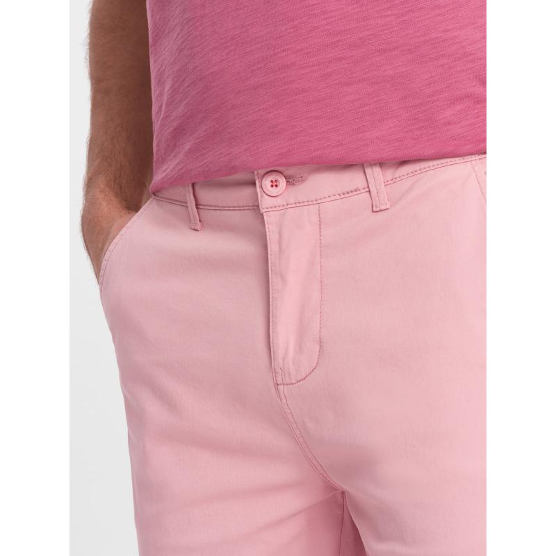 Pánské chinos šortky s džínovým lemem růžové V8 W421