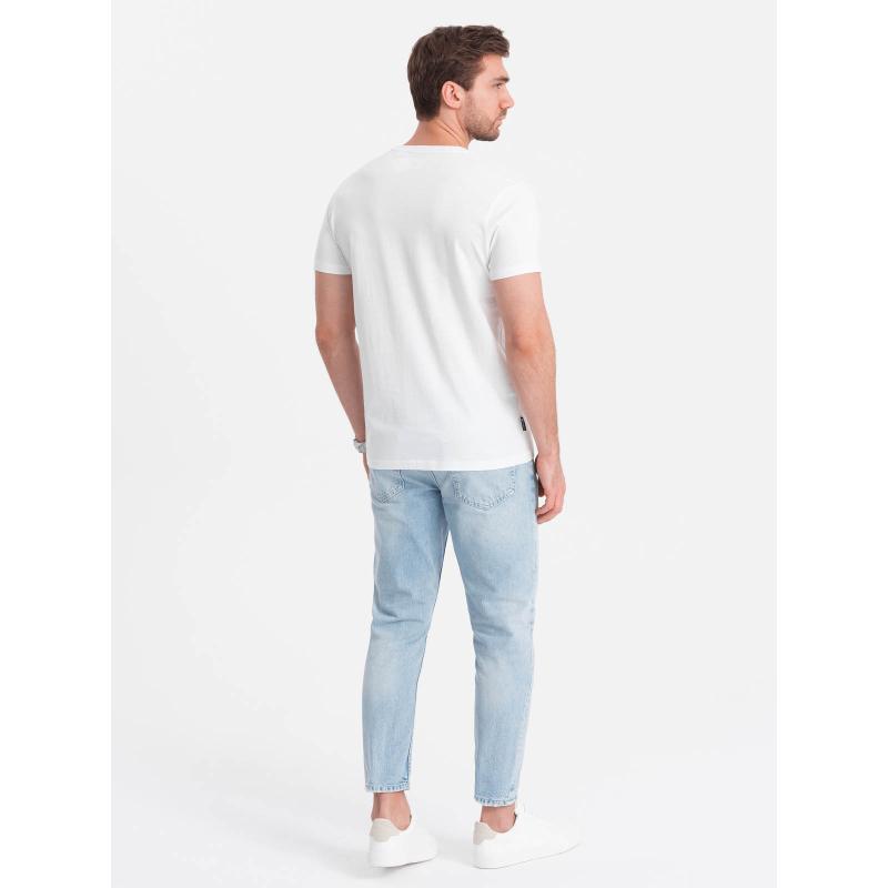 Férfi pamut póló Kaliforniával nyomtatva V1 OM-TSPT-0128 fehér