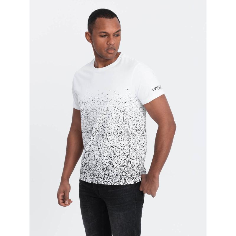 Pánske bavlnené tričko s gradientnou potlačou biele