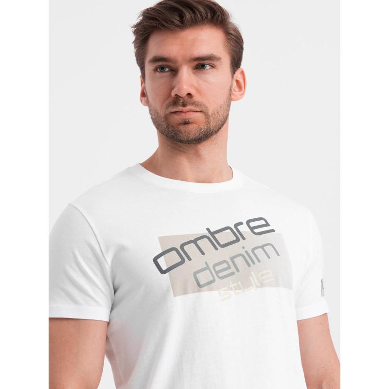 Pánske bavlnené tričko s logom V1 OM-TSPT-0139 biele
