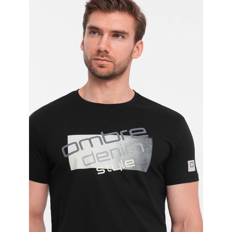 Pánske bavlnené tričko s logom V2 OM-TSPT-0139 čierne
