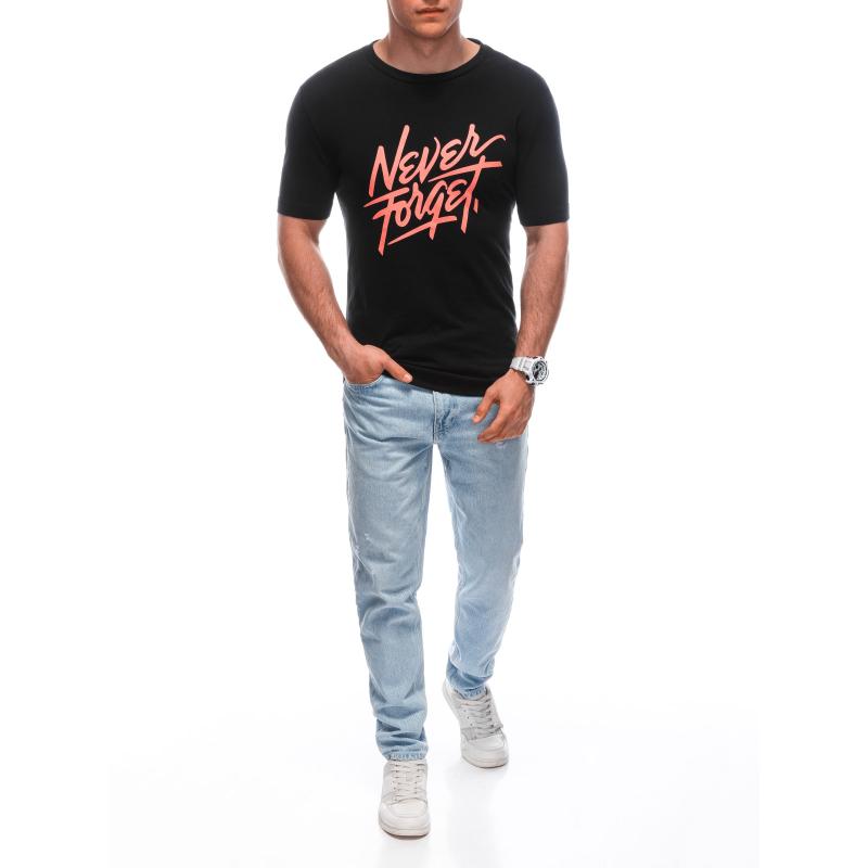 Férfi nyomtatott póló S1935 fekete