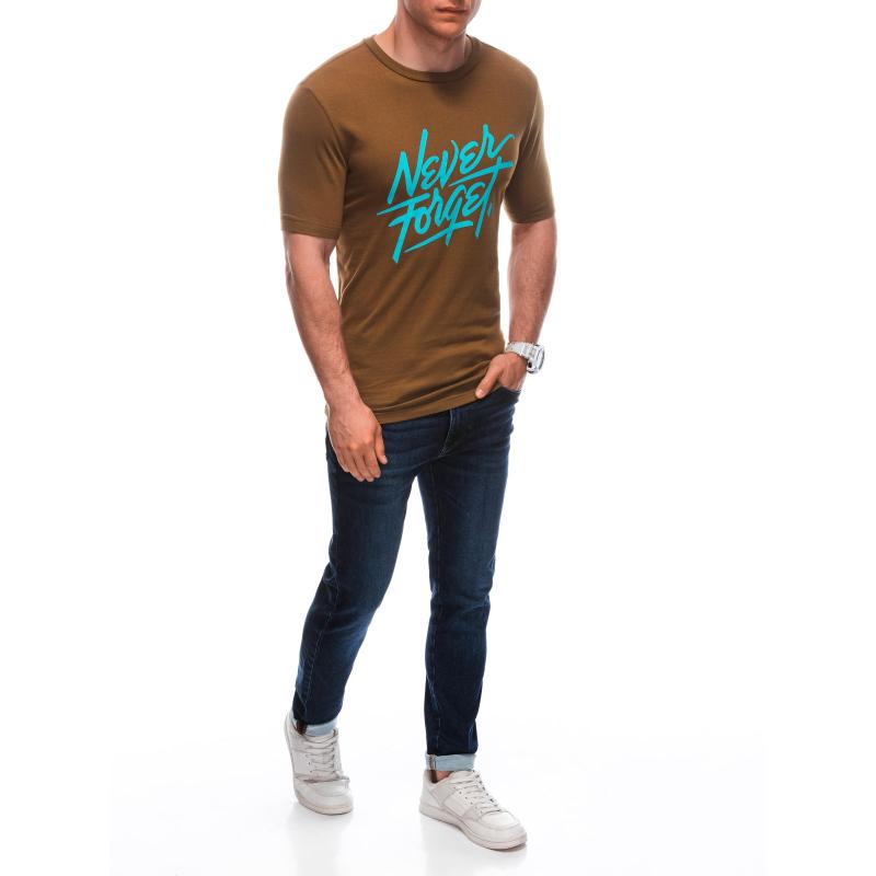 Férfi nyomtatott póló S1935 barna