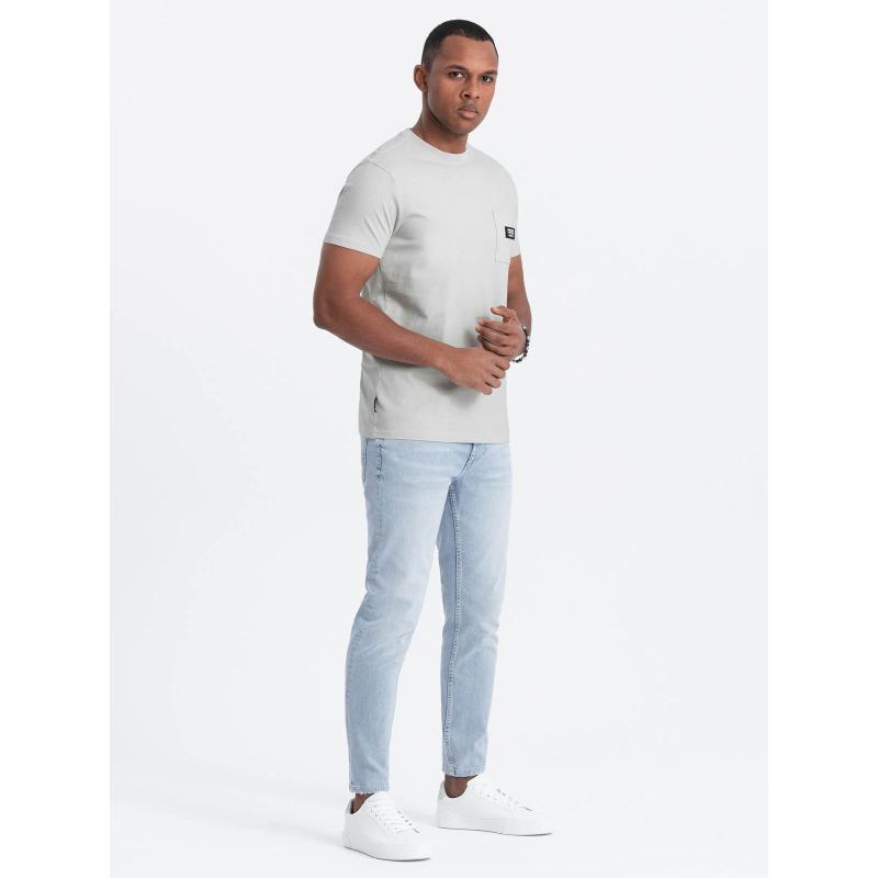 Pánské tričko s kapsou s nášivkou V2 OM-TSCT-0109 světle zelené 