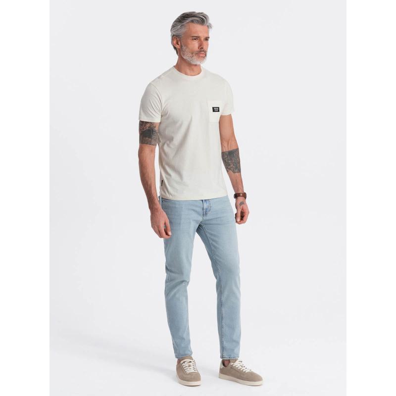 Férfi alkalmi póló foltos zsebbel V8 OM-TSCT-0109 krémszínű OM-TSCT-0109