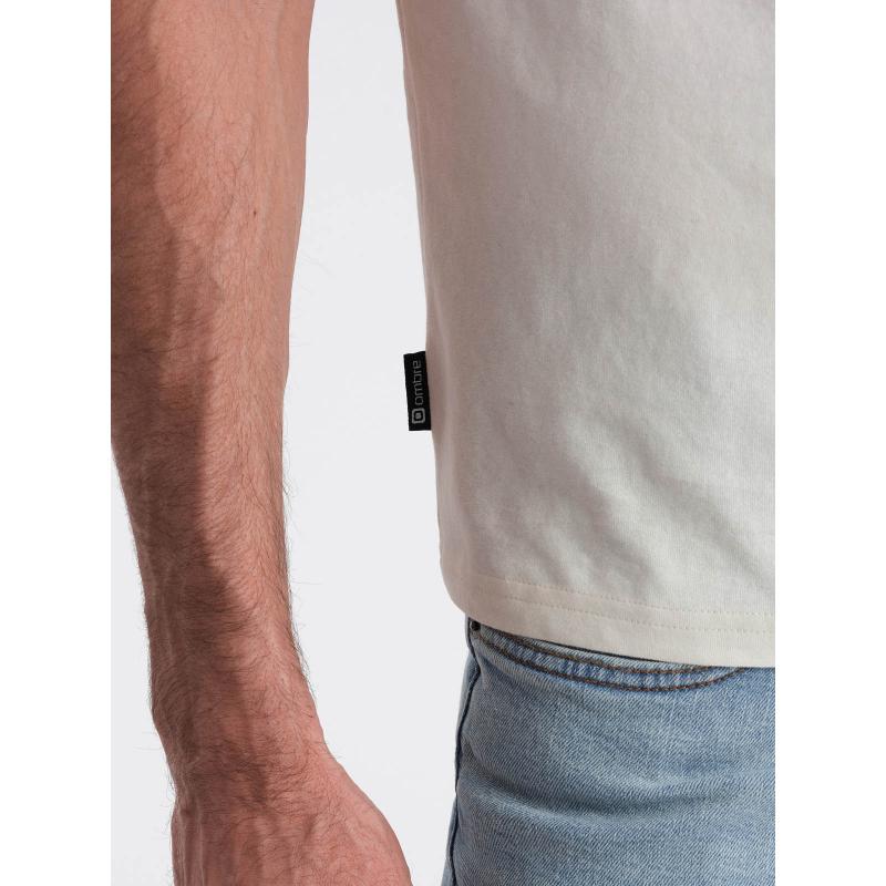 Férfi alkalmi póló foltos zsebbel V8 OM-TSCT-0109 krémszínű OM-TSCT-0109