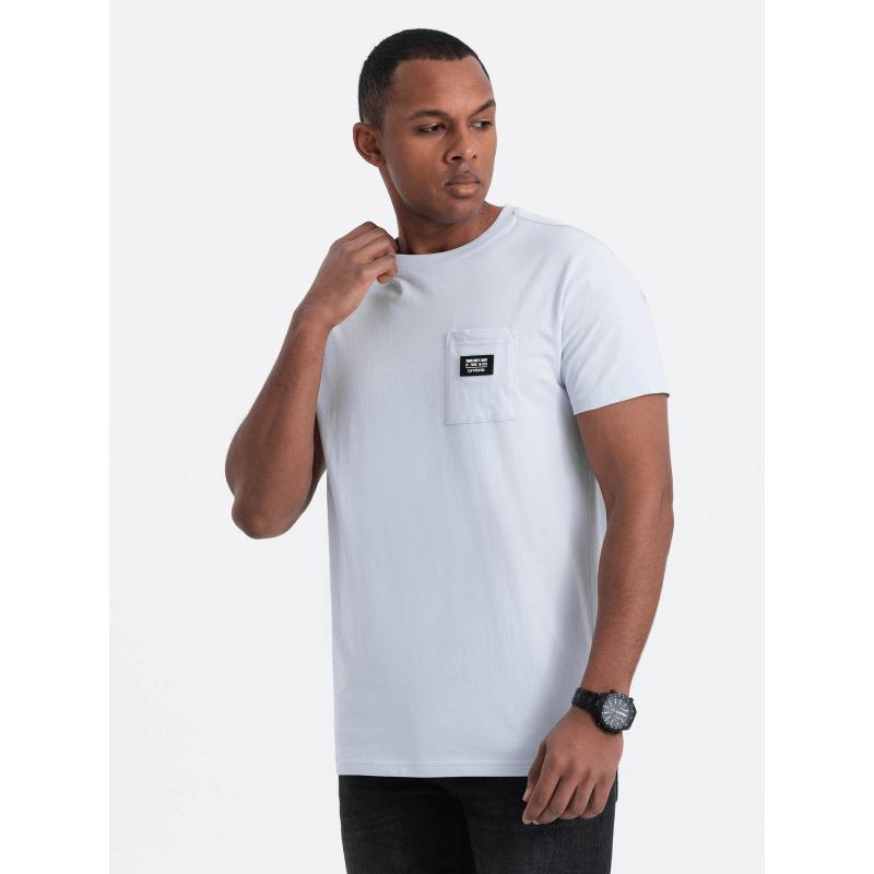 Férfi alkalmi póló foltos zsebbel V9 OM-TSCT-0109 kék