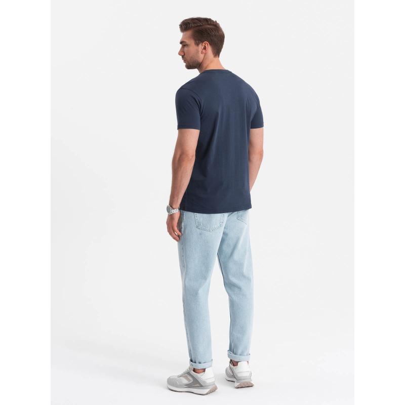 Pánské volnočasové tričko s kapsou s nášivkou V10 OM-TSCT-0109 tmavě modré 