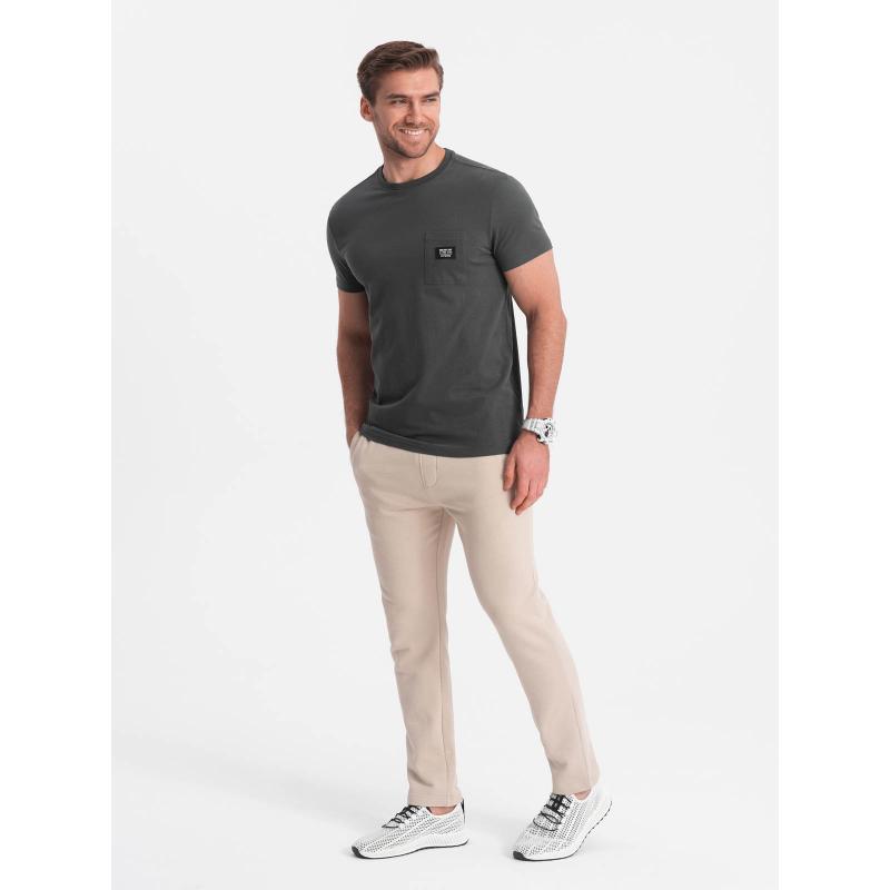 Pánské volnočasové tričko s kapsou s nášivkou V11 OM-TSCT-0109 grafitové 