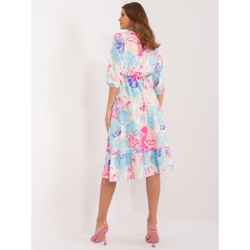 RUE PARIS Női fodros hasított ruha Kék Rózsaszín