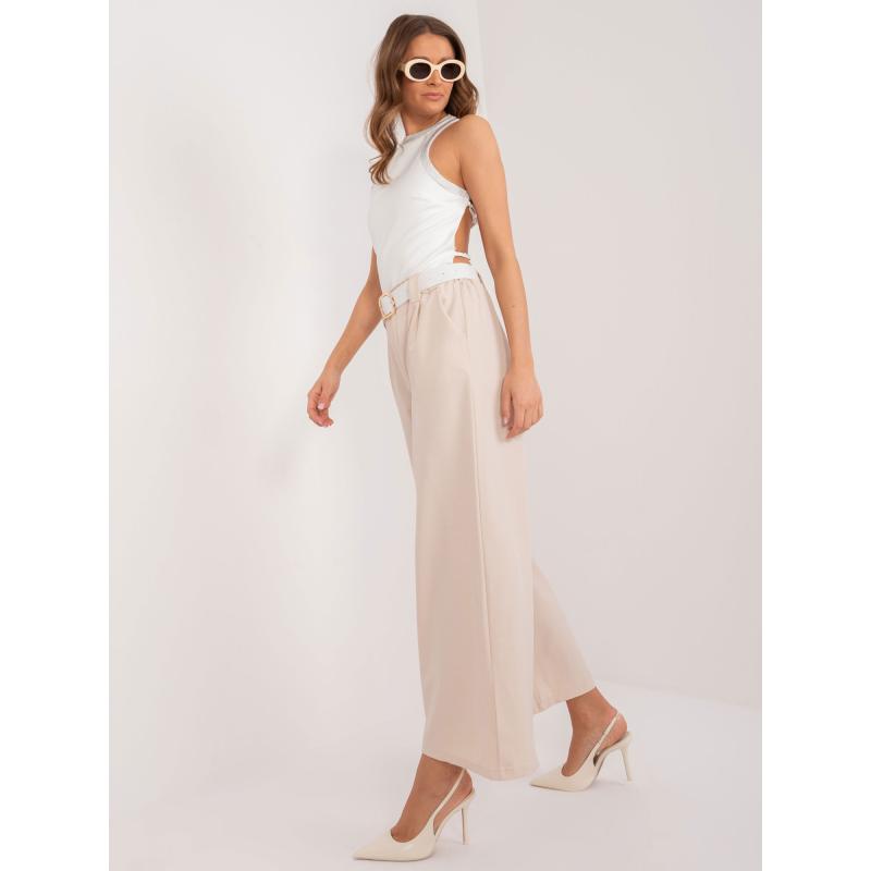 Dámské kalhoty s kapsami světle béžové 