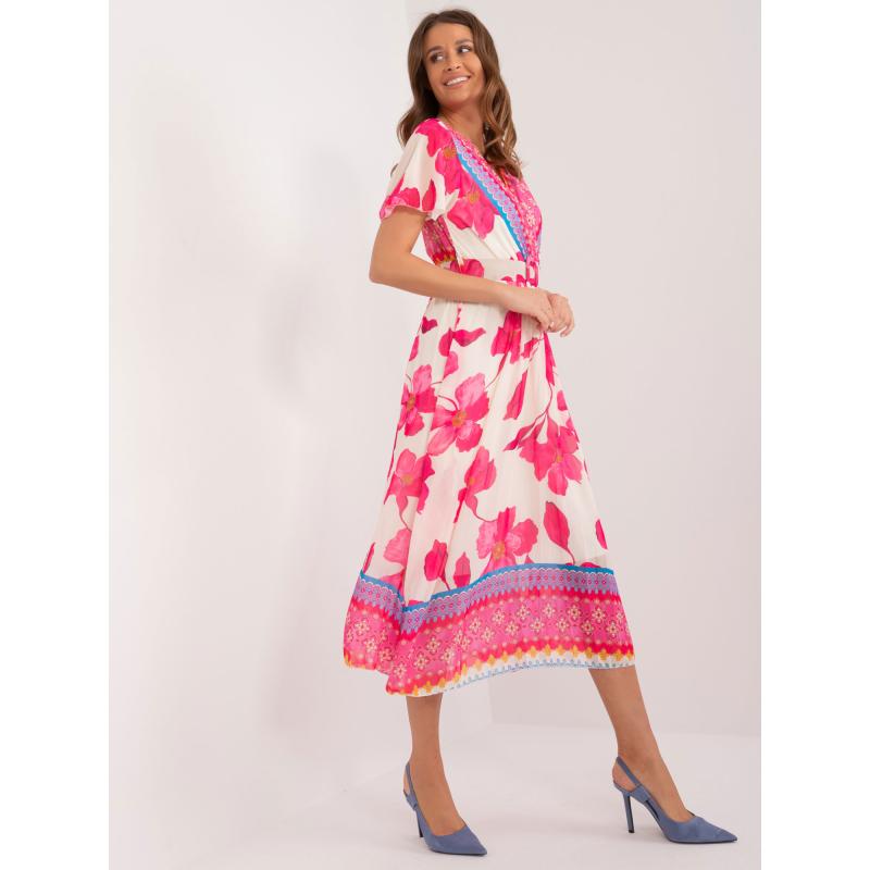 Dámské šaty s barevnými vzory růžové a béžové 