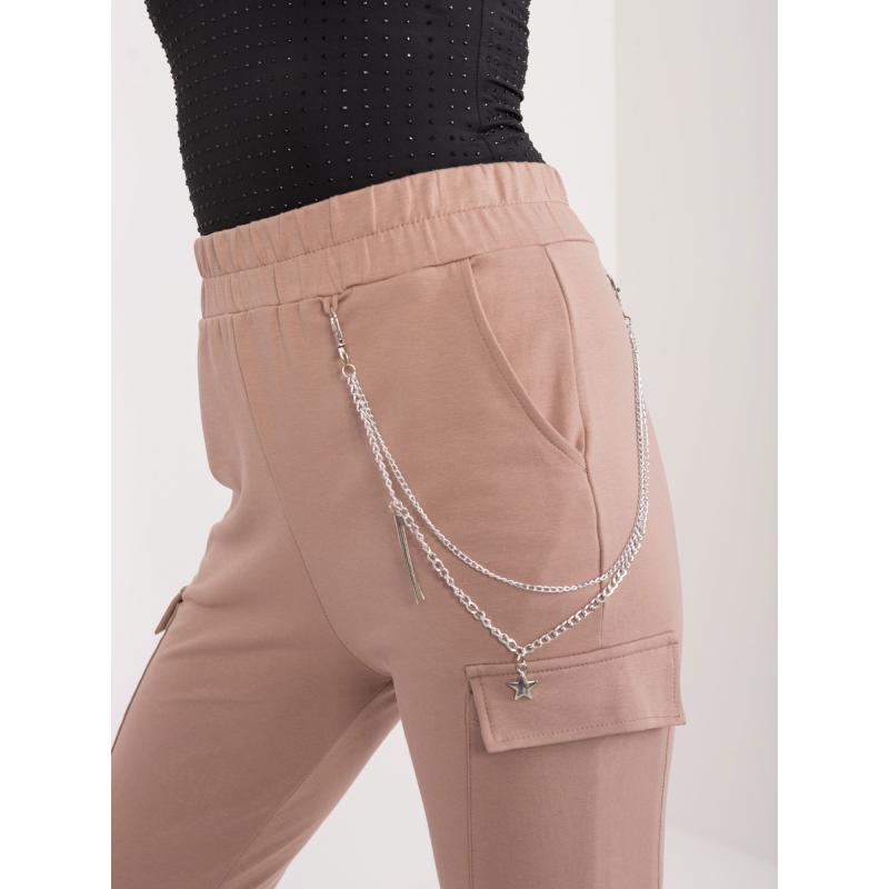 Dámské tepláky se šňůrkou na stažení tmavě béžové