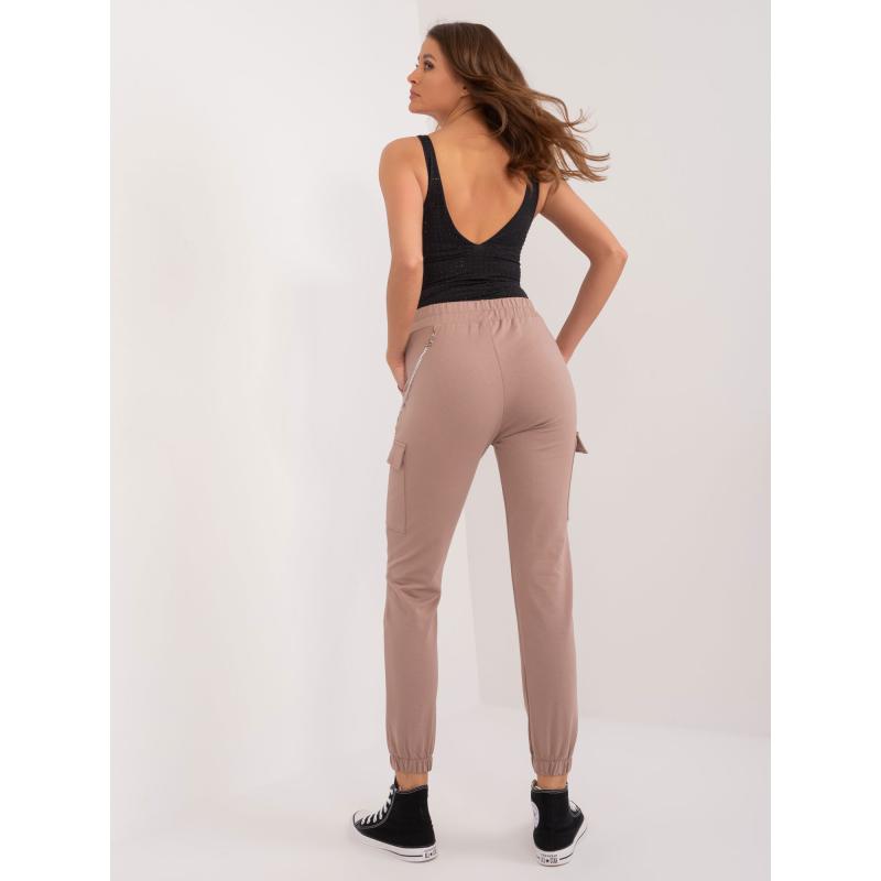 Dámské tepláky se šňůrkou na stažení tmavě béžové