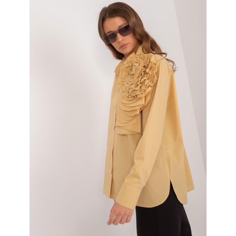 Dámské tričko s aplikací tmavě žluté 