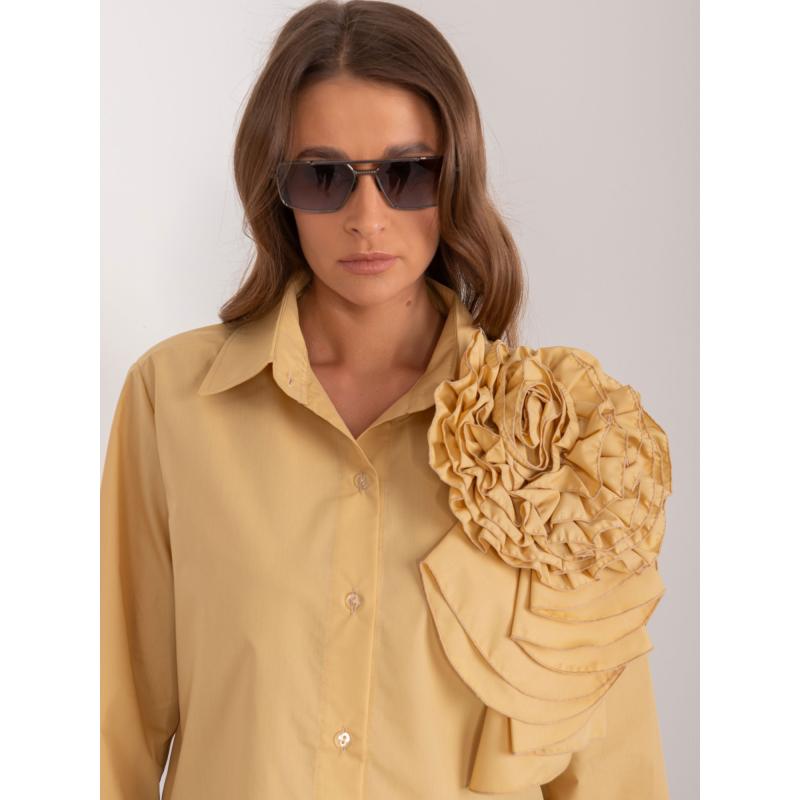 Dámské tričko s aplikací tmavě žluté 