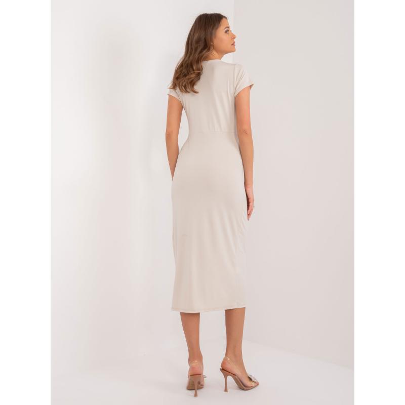 Dámské šaty s krátkým rukávem světle béžové 
