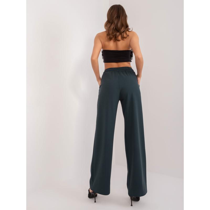 Dámské kalhoty s vázáním tmavě zelené 