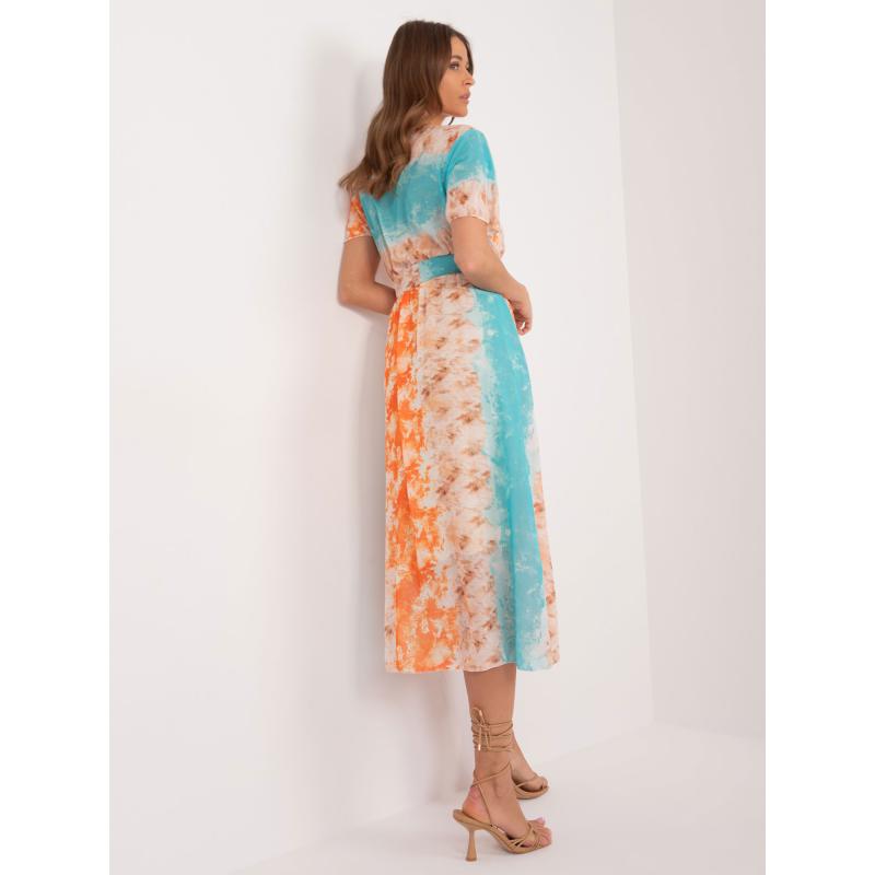 Dámské šaty s potiskem oranžovo modré 