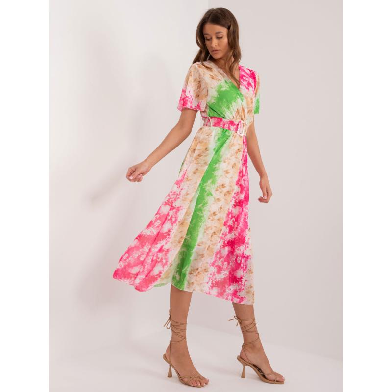 Dámské šaty s krátkým rukávem růžovo zelené  