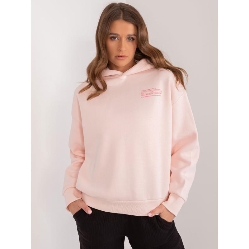 Női laza kapucnis pulóver SUBLEVEL világos rózsaszín