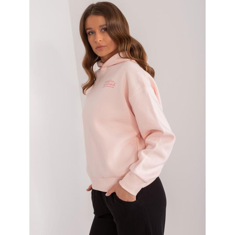 Női laza kapucnis pulóver SUBLEVEL világos rózsaszín