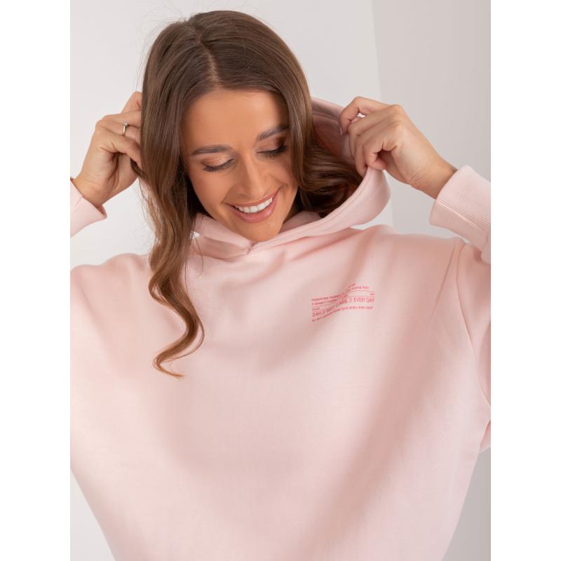 Női laza kapucnis pulóver SUBLEVEL világos rózsaszín