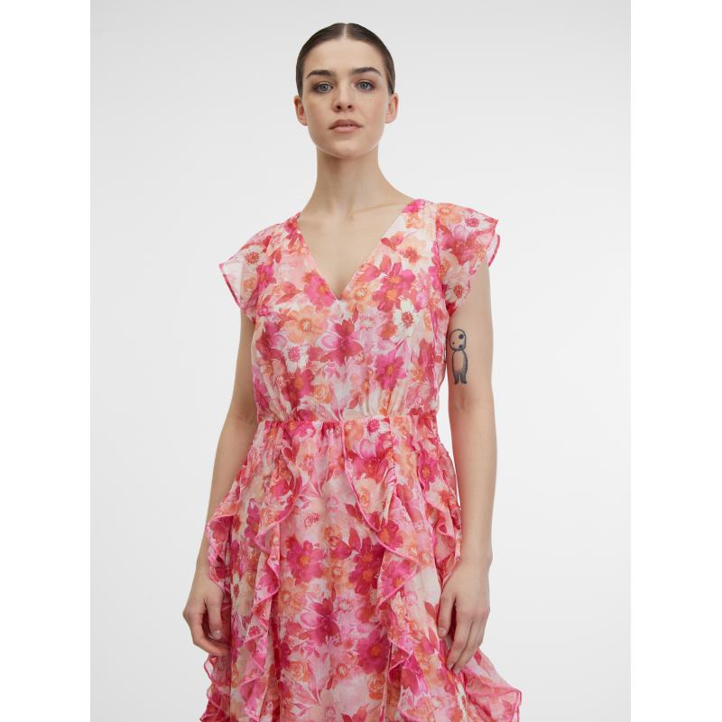 Růžové dámské květované maxišaty