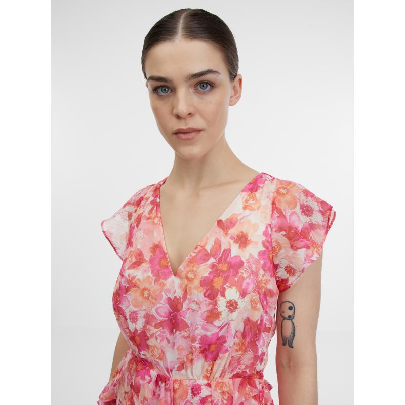 Růžové dámské květované maxišaty