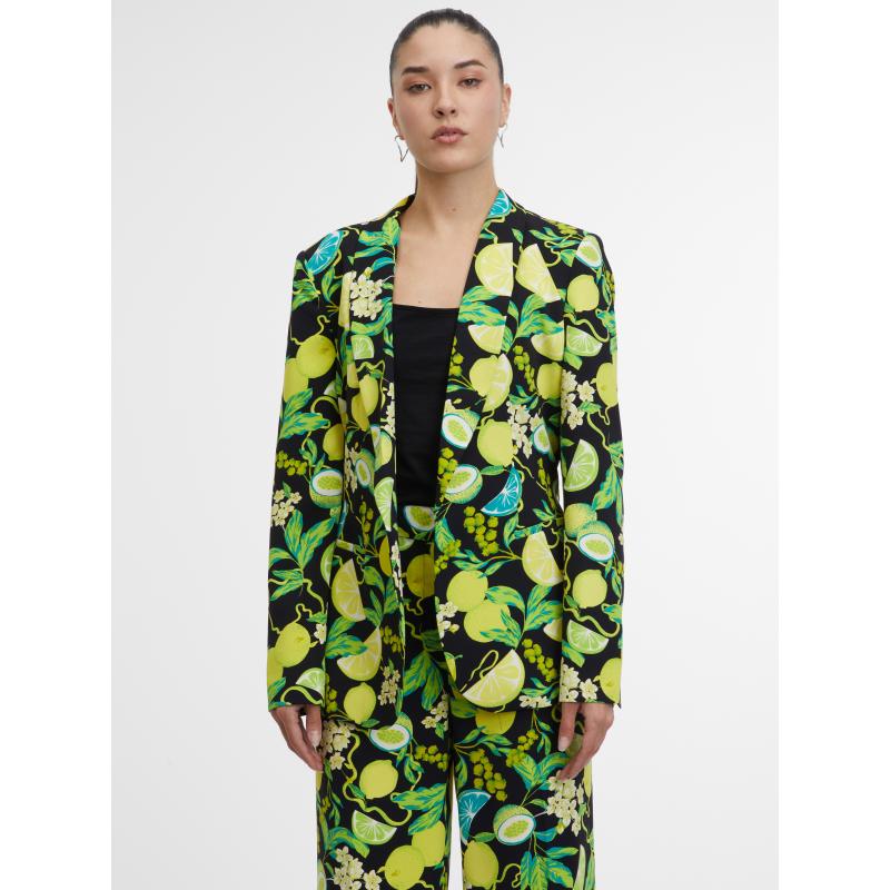 Černo-žluté dámské vzorované sako