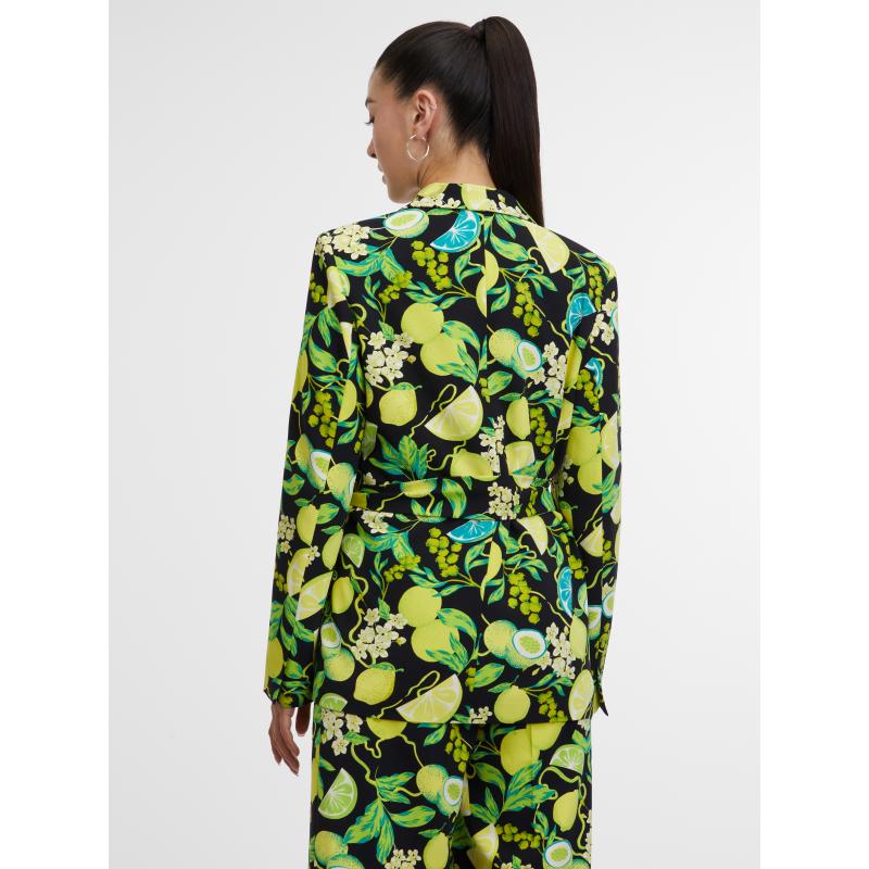 Černo-žluté dámské vzorované sako
