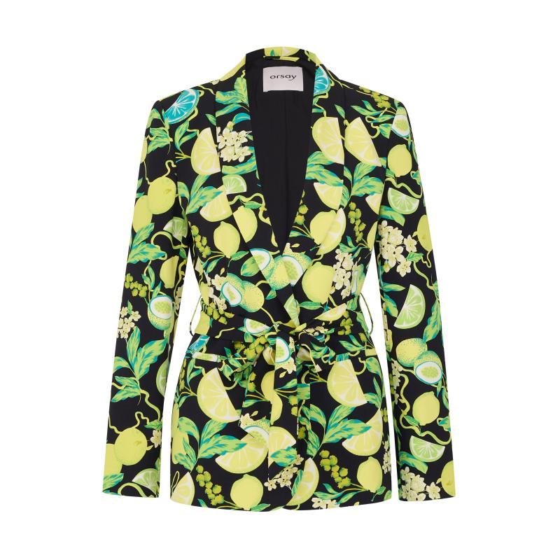 Černo-žluté dámské vzorované sako
