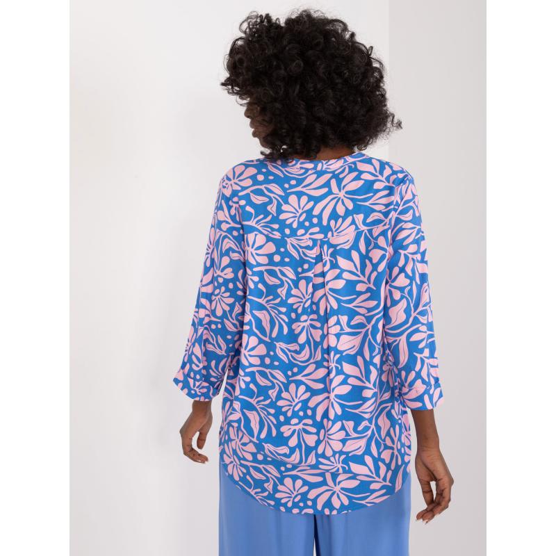 Női blúz mintás SUBLEVEL kék-rózsaszín