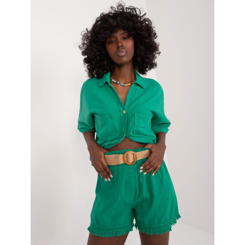 Dámské šortky s páskem zelené 