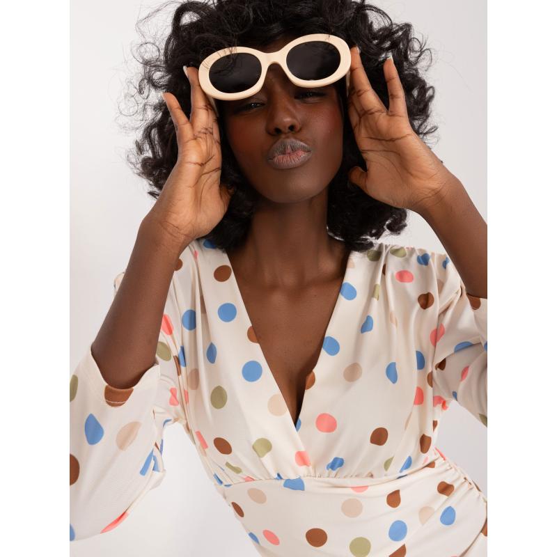 Dámské šaty s hráškovým vzorem krémové 