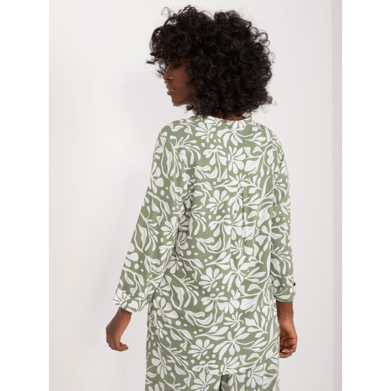 Női virágmintás blúz SUBLEVEL khakifehér SUBLEVEL khakifehér