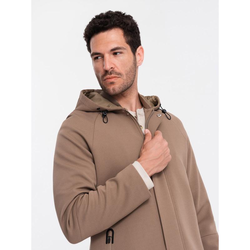 Férfi kapucnis kabát kávé