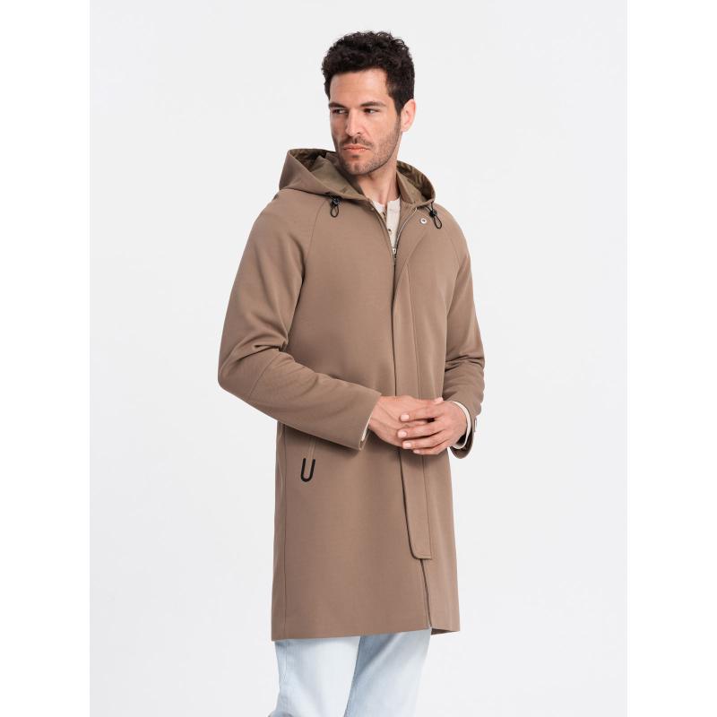 Férfi kapucnis kabát kávé