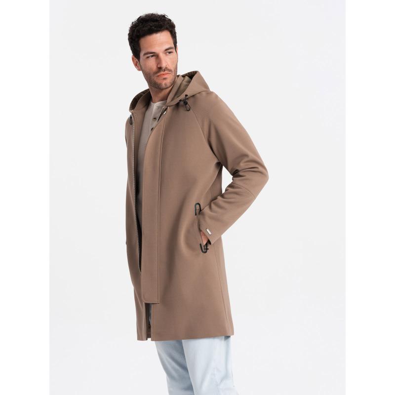 Férfi kapucnis kabát kávé