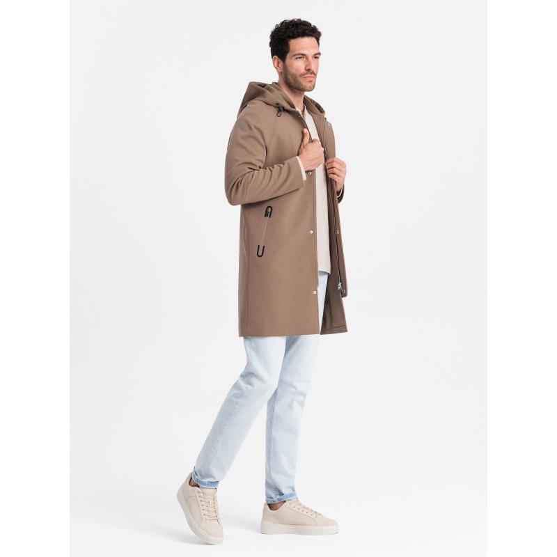 Férfi kapucnis kabát kávé