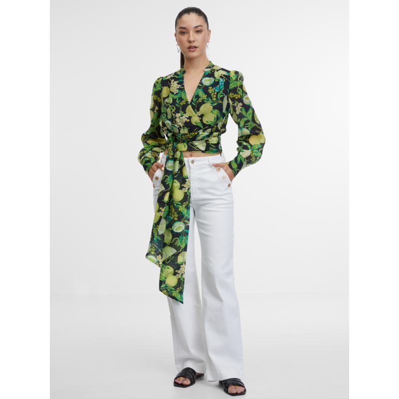 Černo-žlutá dámská vzorovaná halenka