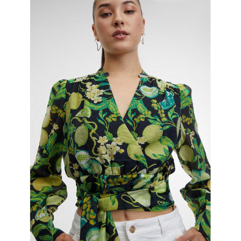 Černo-žlutá dámská vzorovaná halenka