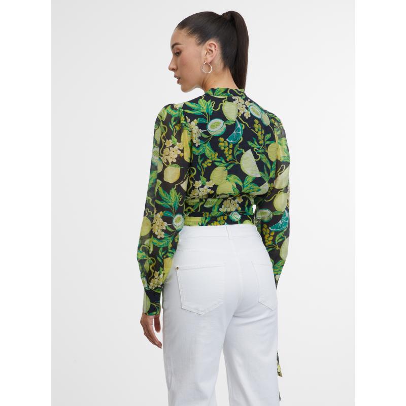 Černo-žlutá dámská vzorovaná halenka