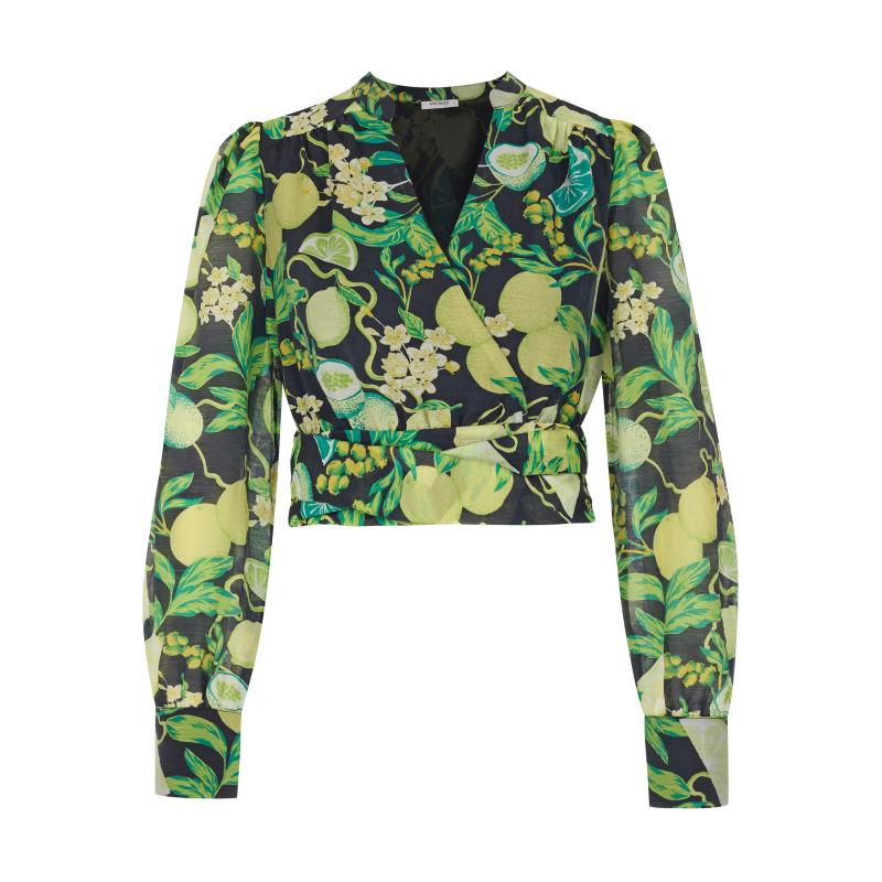 Černo-žlutá dámská vzorovaná halenka